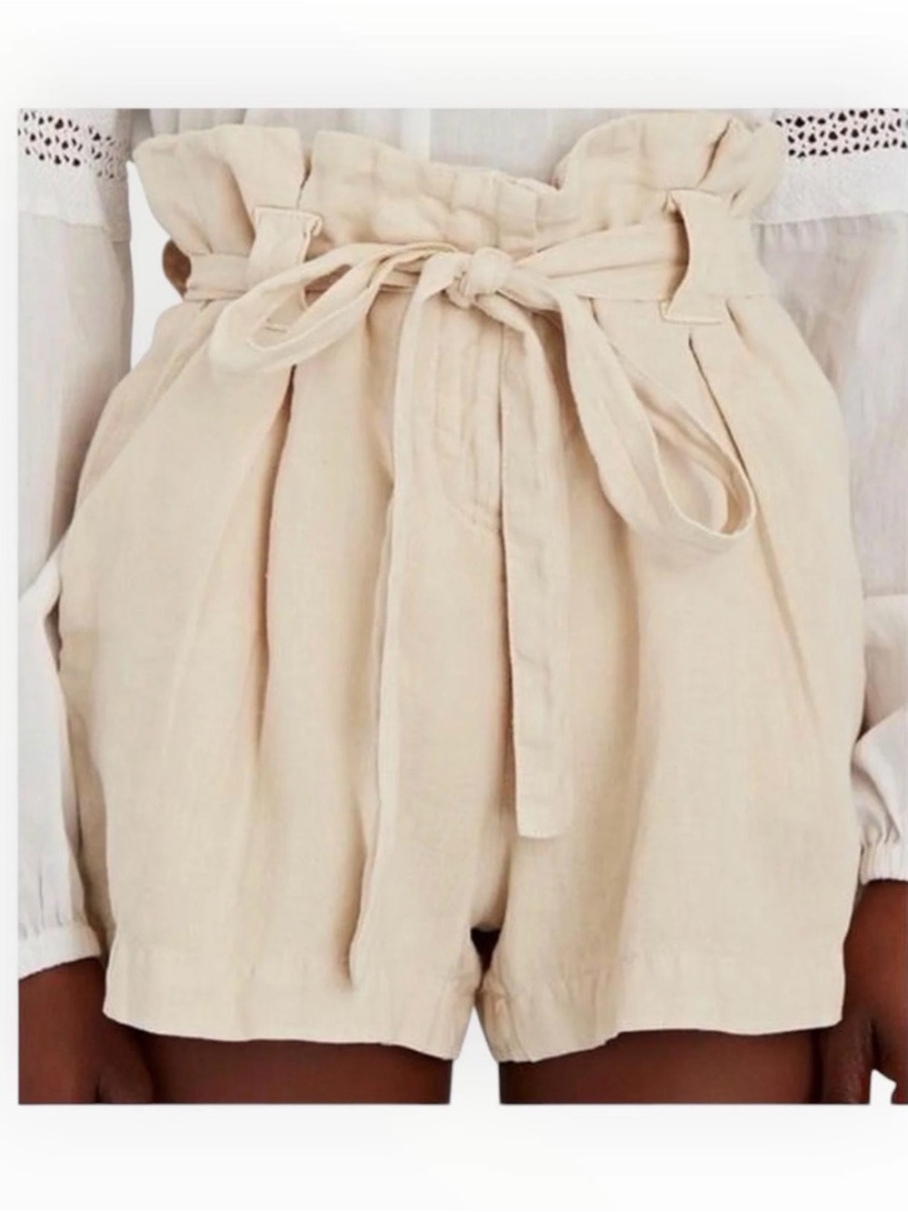 L’Agence Hillary Paper Bag Linen Shorts